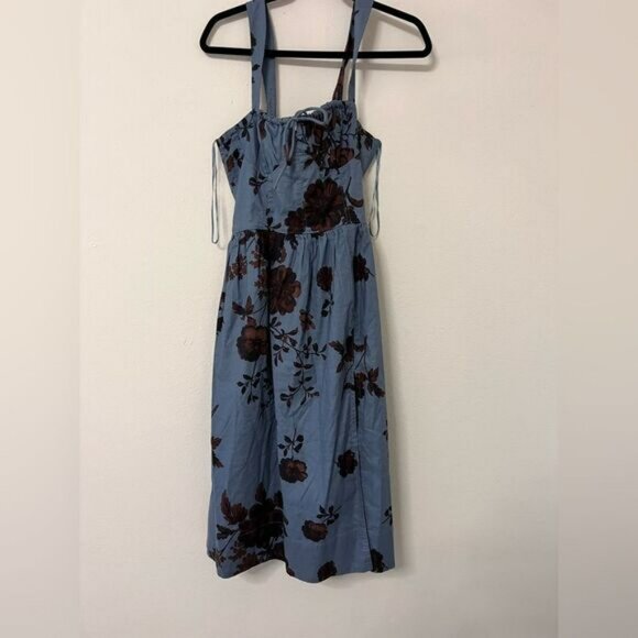 FREE PEOPLE Laters Baby Midi Dress in Storm blue and brown Combo Size Small - Picture 7 of 12